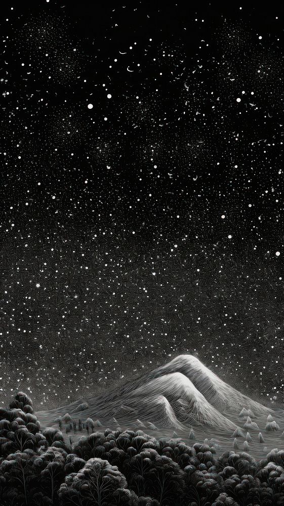 Illustration of a snowing mountain landscape astronomy outdoors.