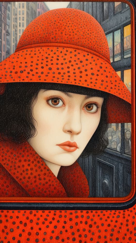 Illustration of a raining at the window portrait painting fashion.