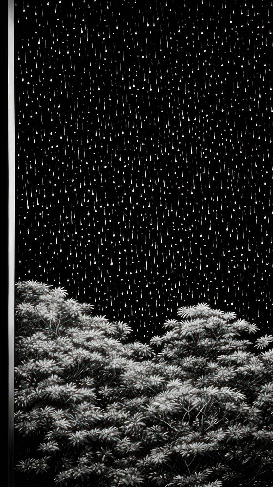 Illustration of a raining at the window astronomy nature night.