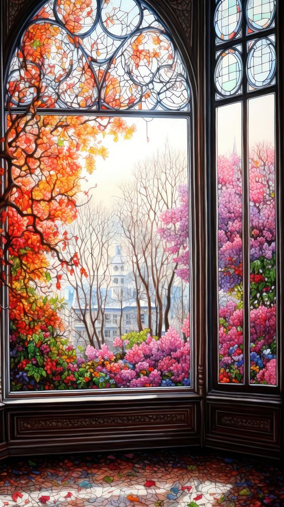 Illustration of a window autumn architecture transparent.