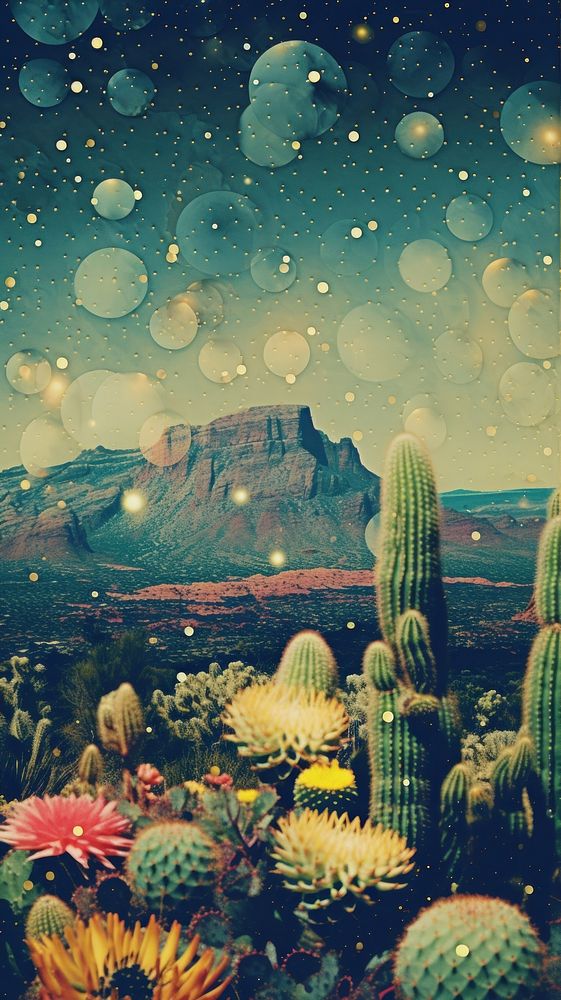 Desert cactus landscape astronomy mountain.