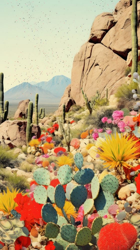 Desert cactus landscape mountain outdoors.