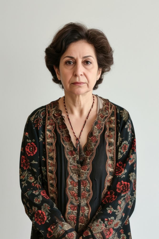 Iranian woman sad necklace portrait jewelry.