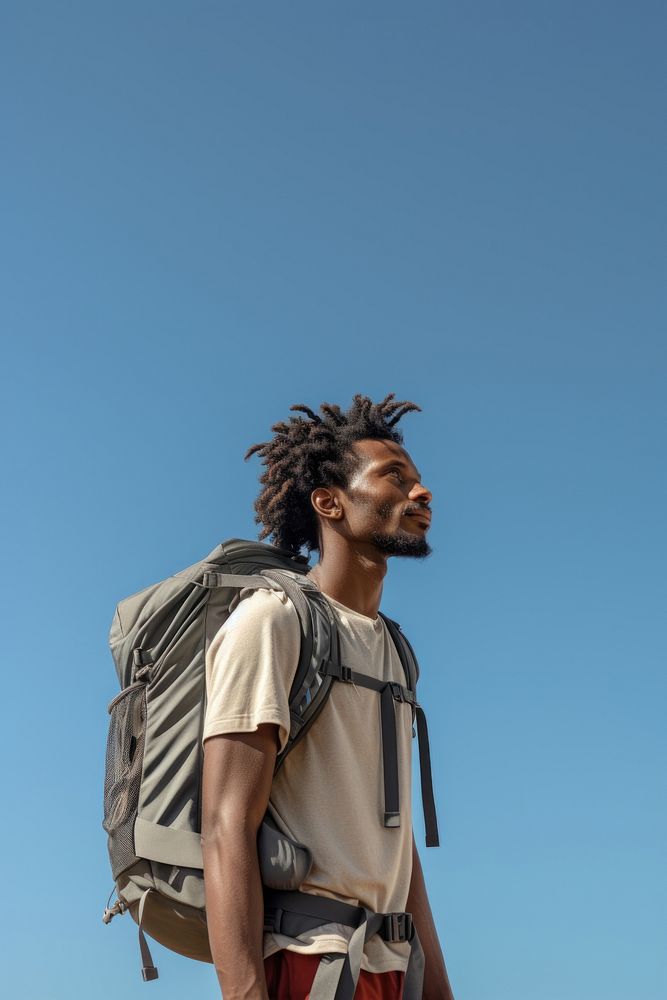 African african man hiking backpack looking adult.