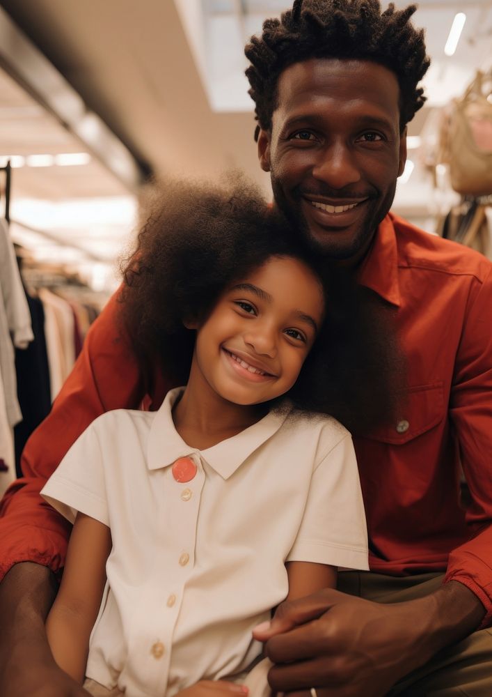 Black dad spend time with daughter portrait family adult.