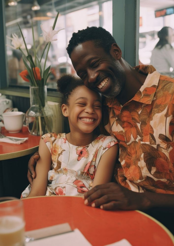 Black dad spend time with daughter portrait family adult.