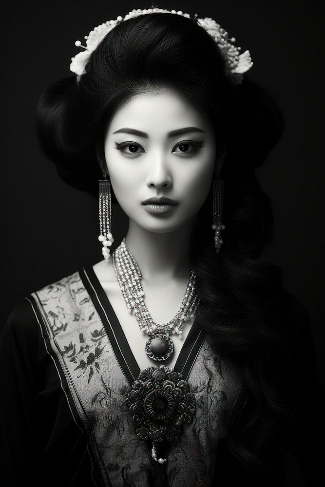 East asian woman photography necklace portrait.