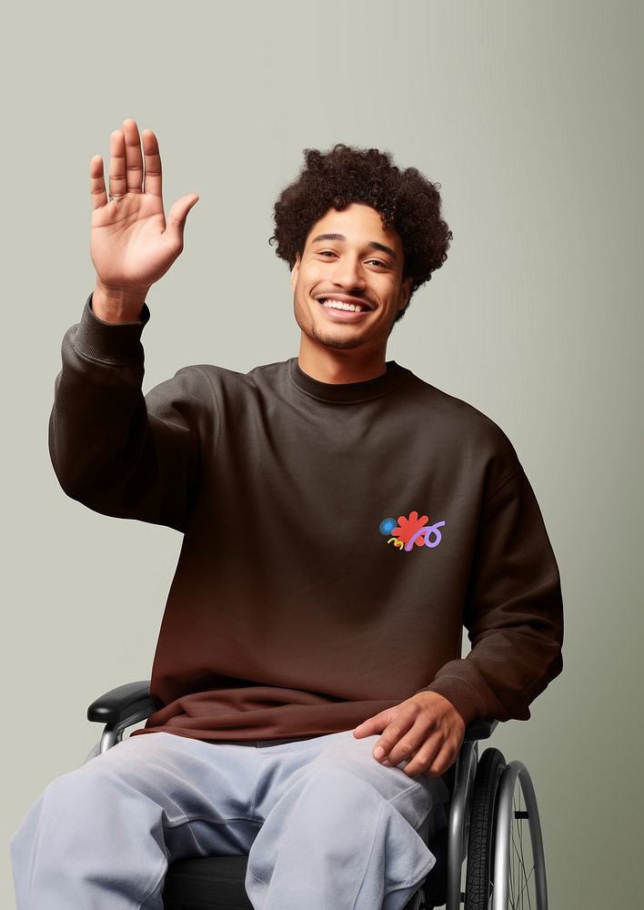 Disabled man in dark sweater