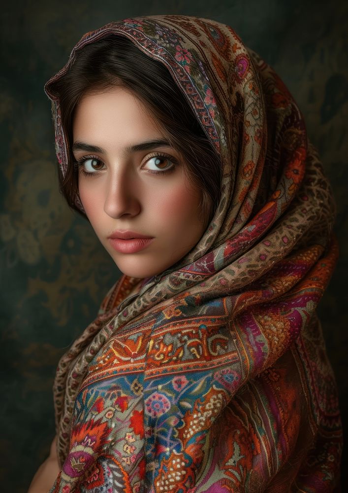 An iranian woman photography portrait scarf.