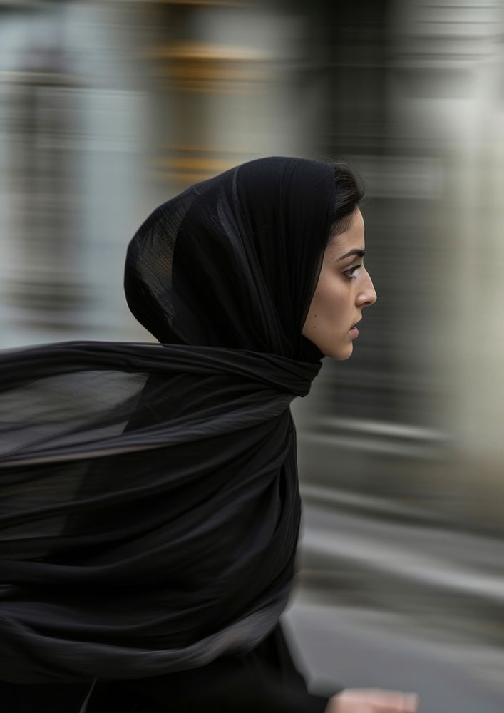 An iranian woman running photography portrait fashion.