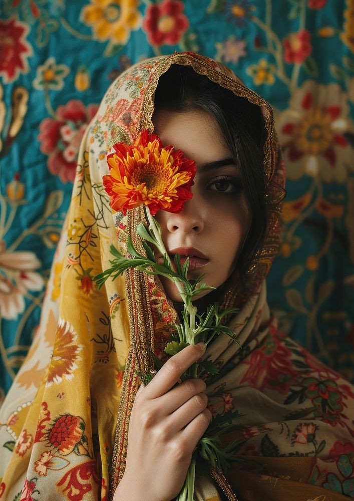 Full body of An iranian woman with flower photography portrait adult.