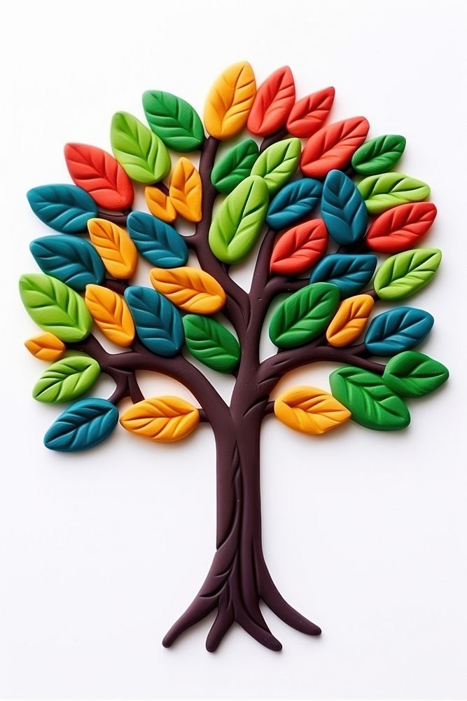 Plasticine of a tree pattern art white background.