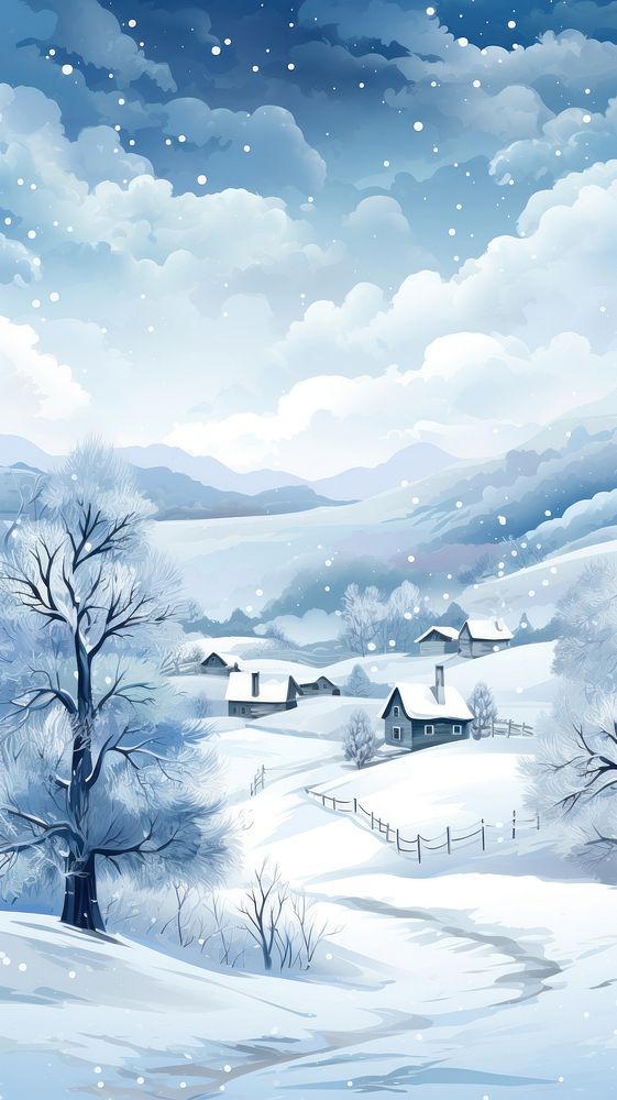  Winter landscape snow outdoors nature. AI generated Image by rawpixel.