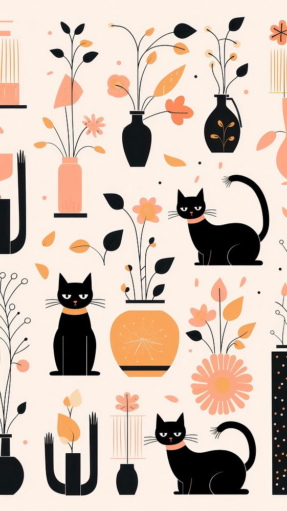  Cat halloween backgrounds pattern animal. AI generated Image by rawpixel.