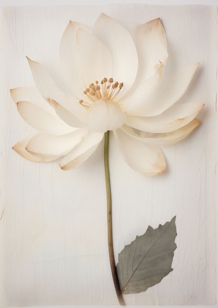 Real Pressed white lotus flower petal plant.