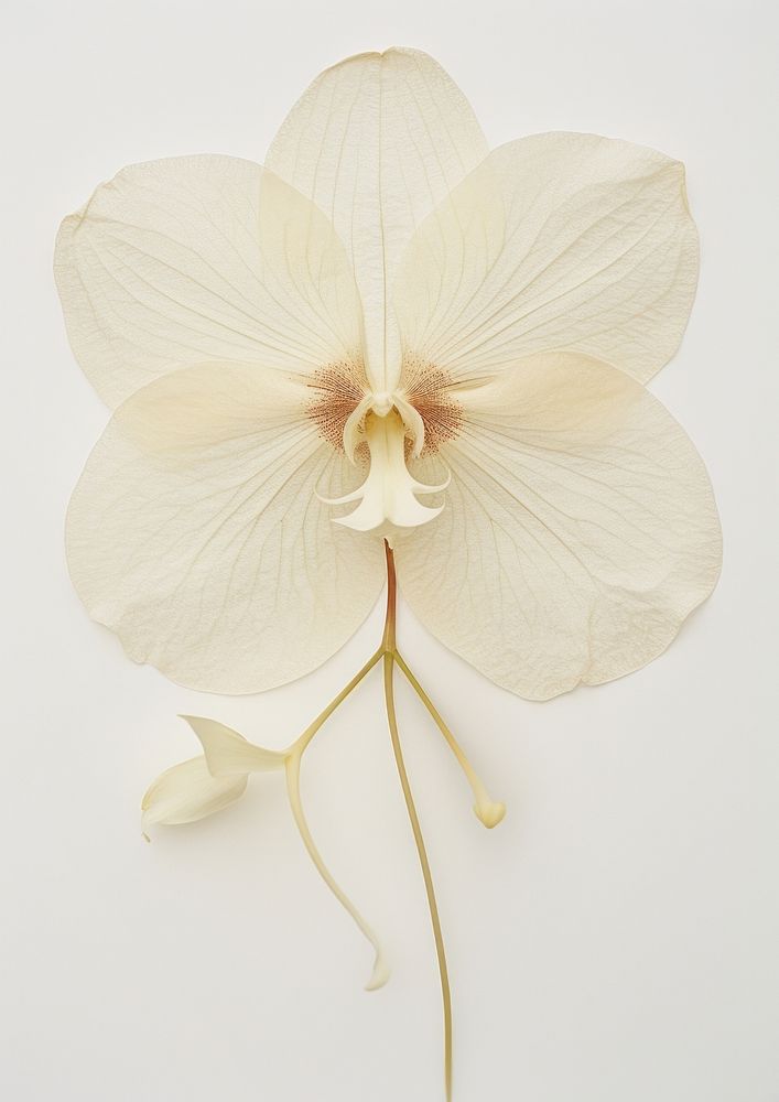 Real Pressed white orchid flower petal plant.