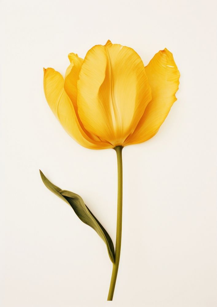 Real Pressed yellow tulip flower petal plant.