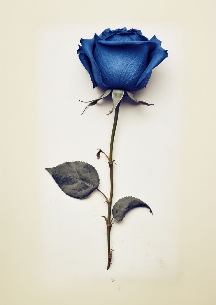 Real Pressed blue rose flower petal plant.