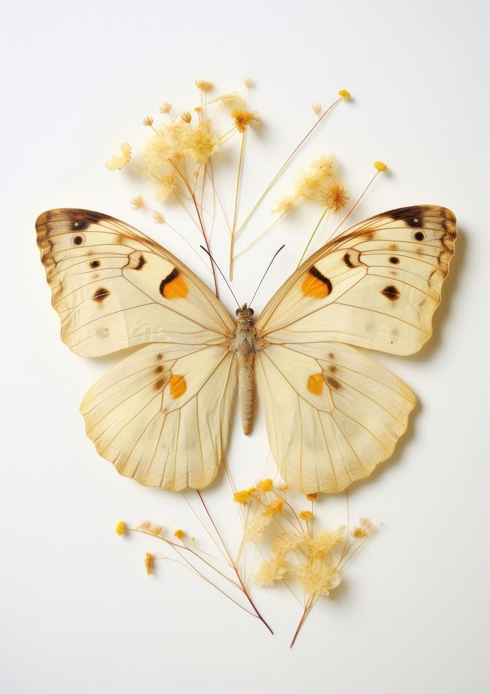 Real Pressed butterfly flower animal insect.