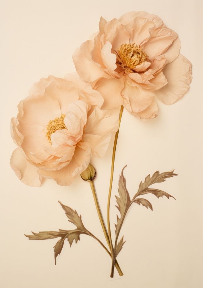 Real Pressed peony flowers plant inflorescence fragility.