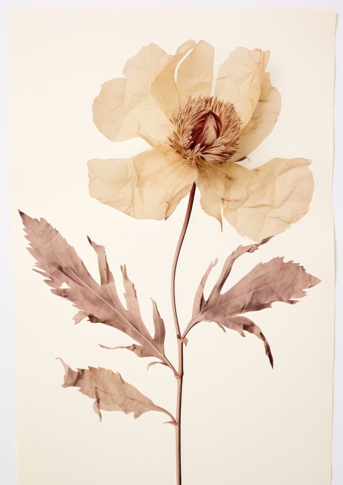 Real Pressed peony flower plant paper.
