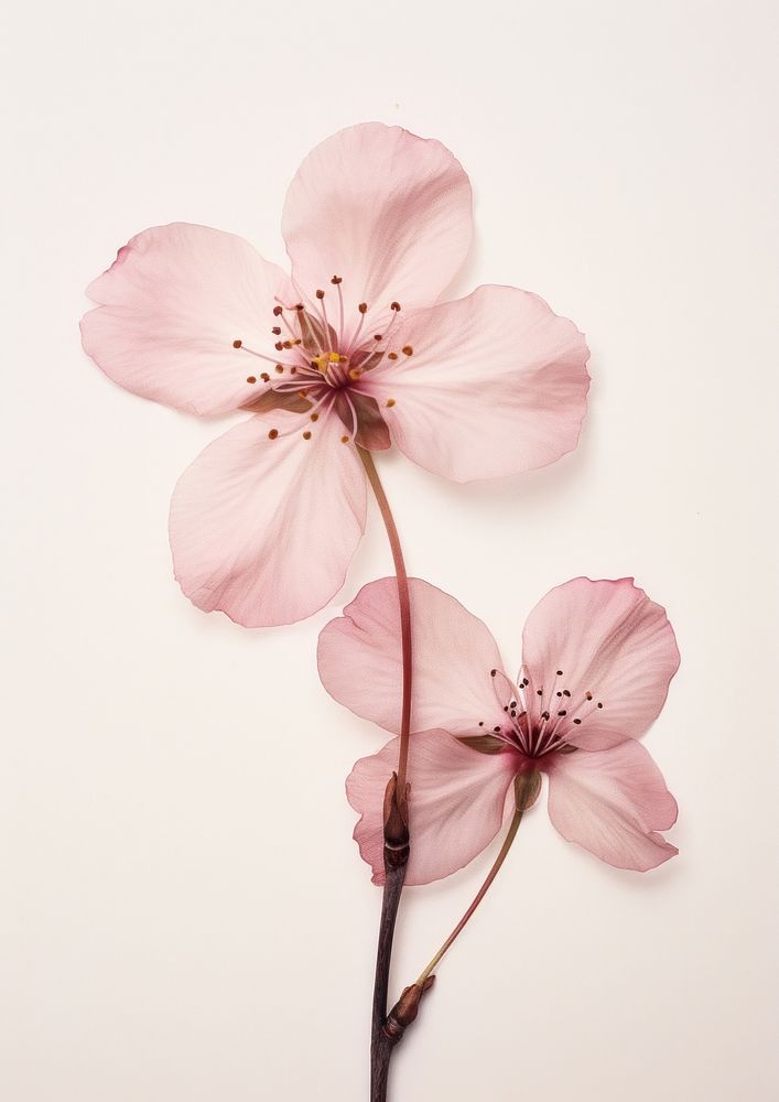 Real Pressed pink cherry blossom flower petal plant.