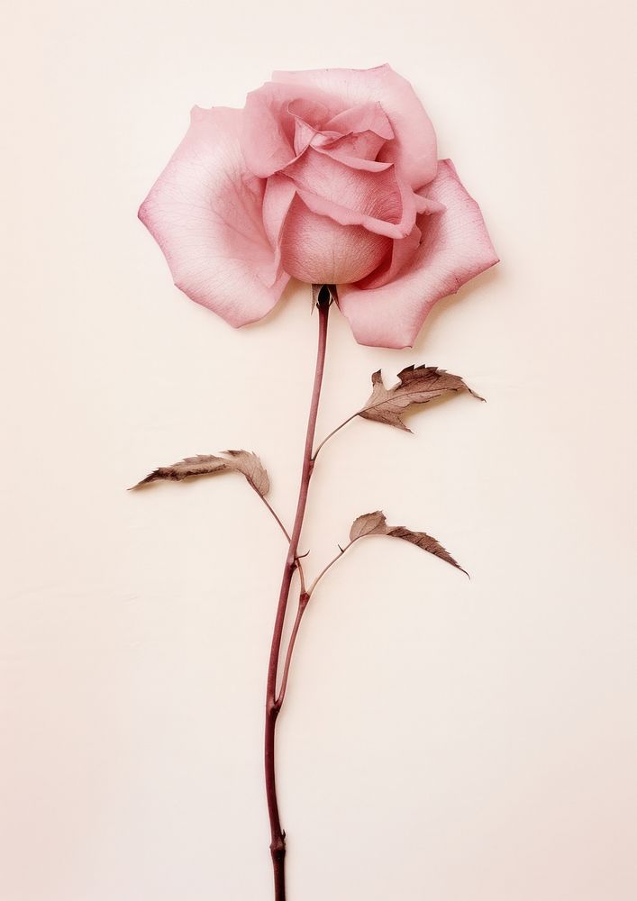 Real Pressed pink rose flower petal plant.