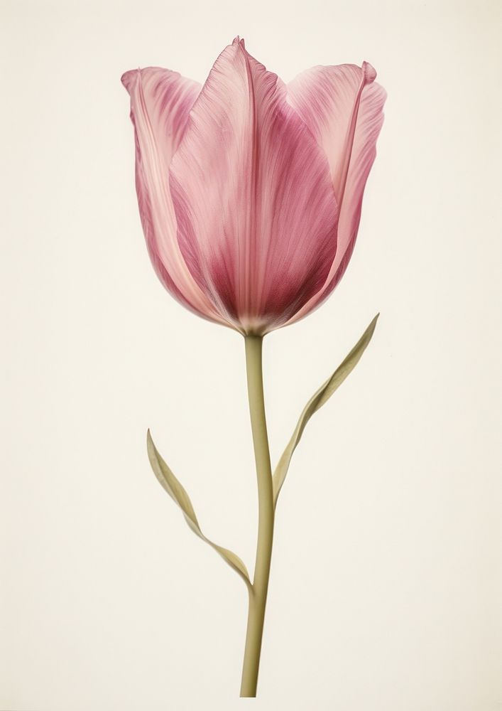 Real Pressed pink tulip flower blossom plant.