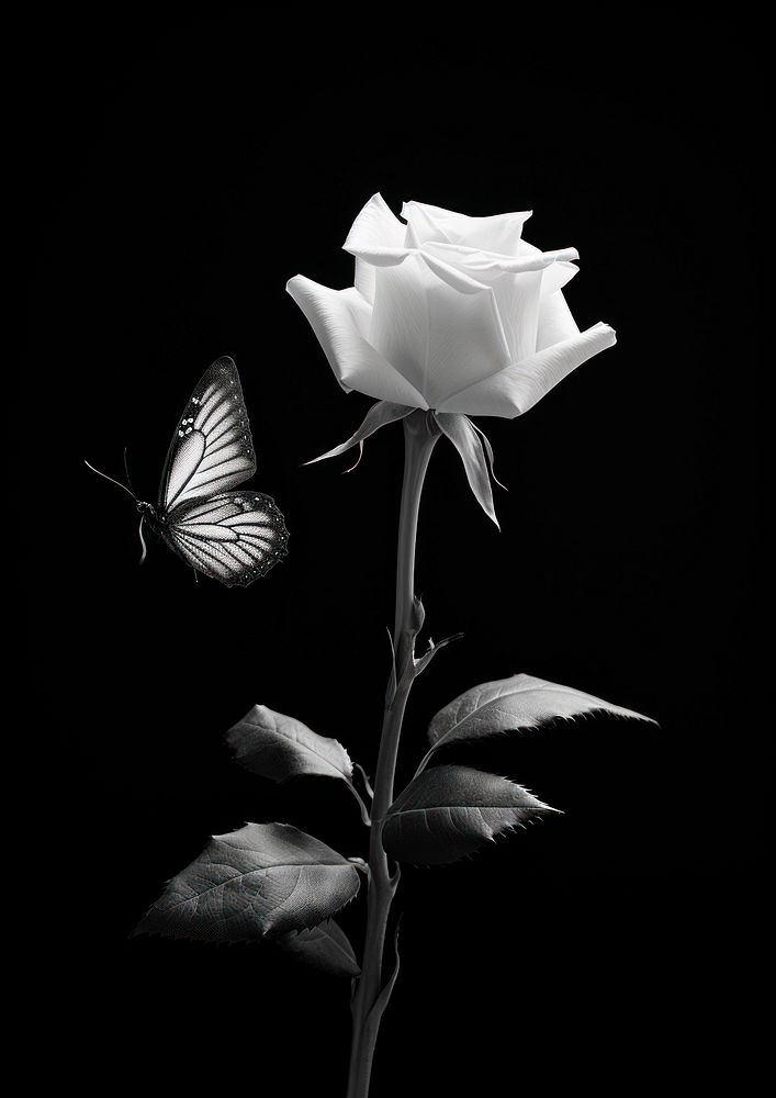 A white rose with a butterfly flower petal plant.