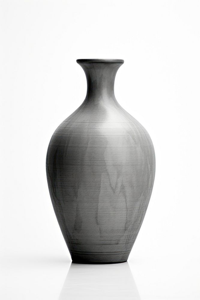Grey vase monochrome pottery white background. AI generated Image by rawpixel.