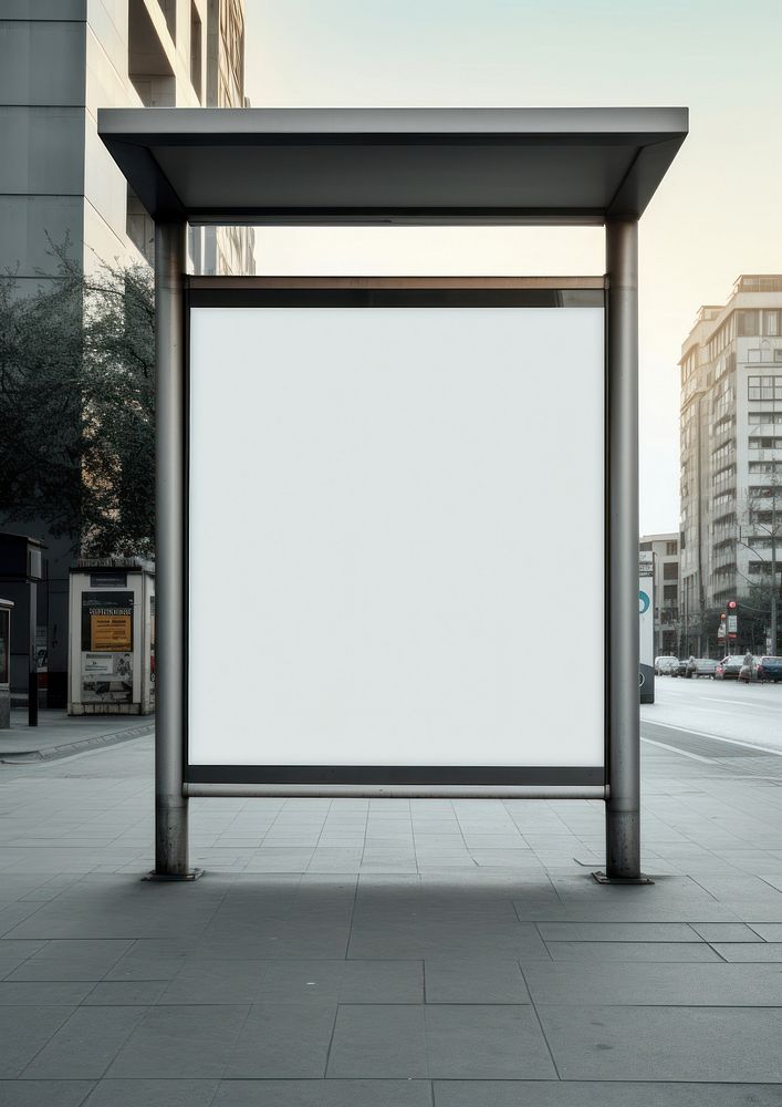 Street bus stop vertical billboard architecture building outdoors.