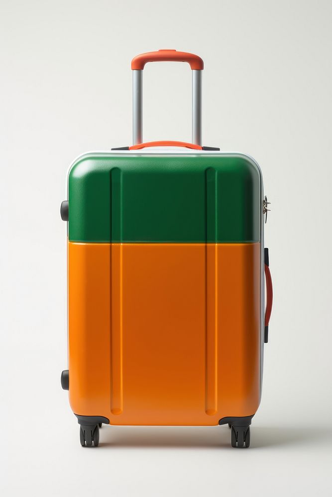 Orange and green suitcase luggage white background tourism. AI generated Image by rawpixel.