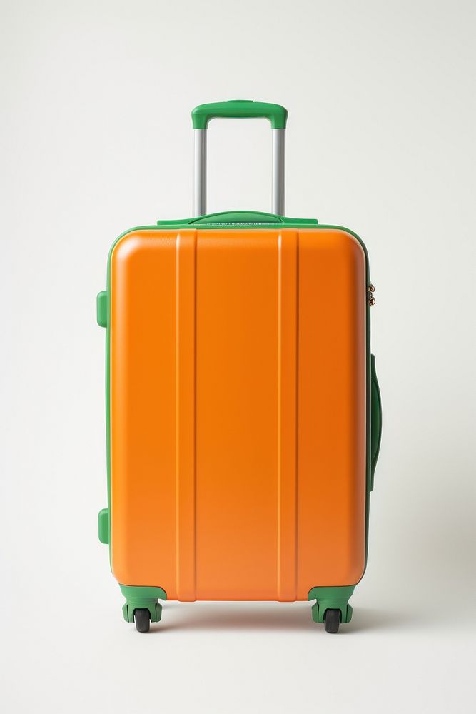 Orange and green suitcase luggage white background architecture. AI generated Image by rawpixel.