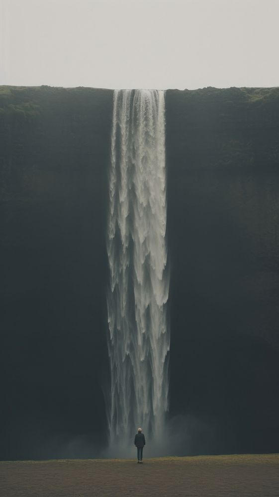 Waterfall outdoors nature sky. AI generated Image by rawpixel.