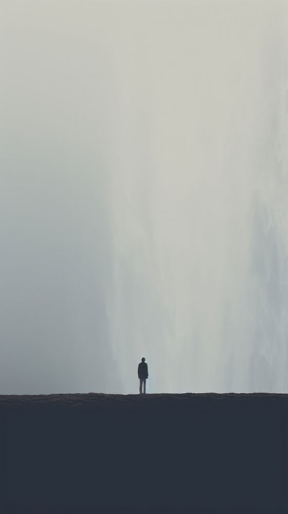 Waterfall silhouette standing outdoors. AI generated Image by rawpixel.