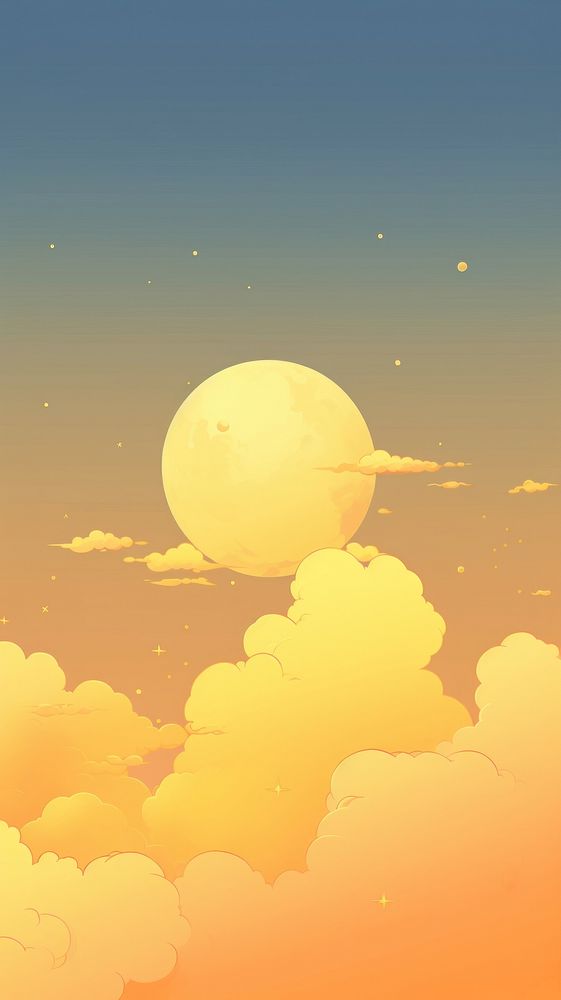 Yellow moon with cloud backgrounds landscape sunlight.