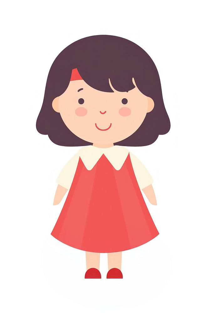 Chinese girl cartoon cute white background. AI generated Image by rawpixel.