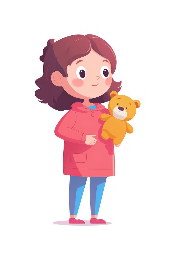 Girl wearing pajamas holding cartoon cute. AI generated Image by rawpixel.