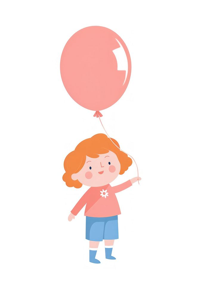 Girl holding a balloon cute white background happiness. AI generated Image by rawpixel.