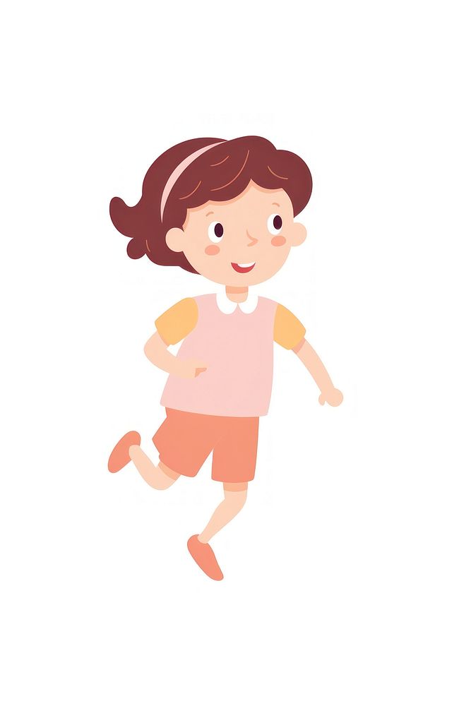 Girl running cartoon shorts cute. AI generated Image by rawpixel.
