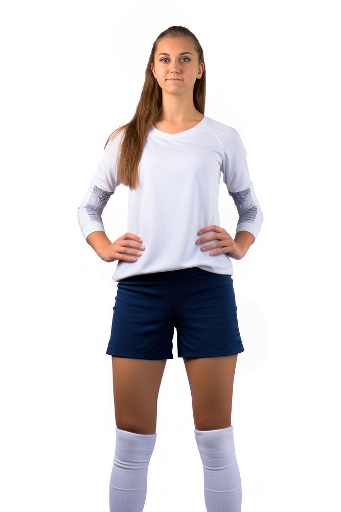 Young female Volleyball player standing t-shirt sleeve.