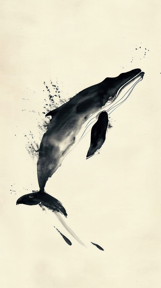 Ink painting minimal of whale dolphin animal mammal.