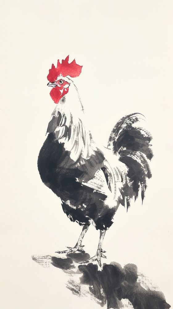 Ink painting minimal of chicken poultry animal bird.