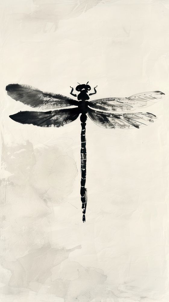 Ink painting minimal of dragonfly animal insect invertebrate.