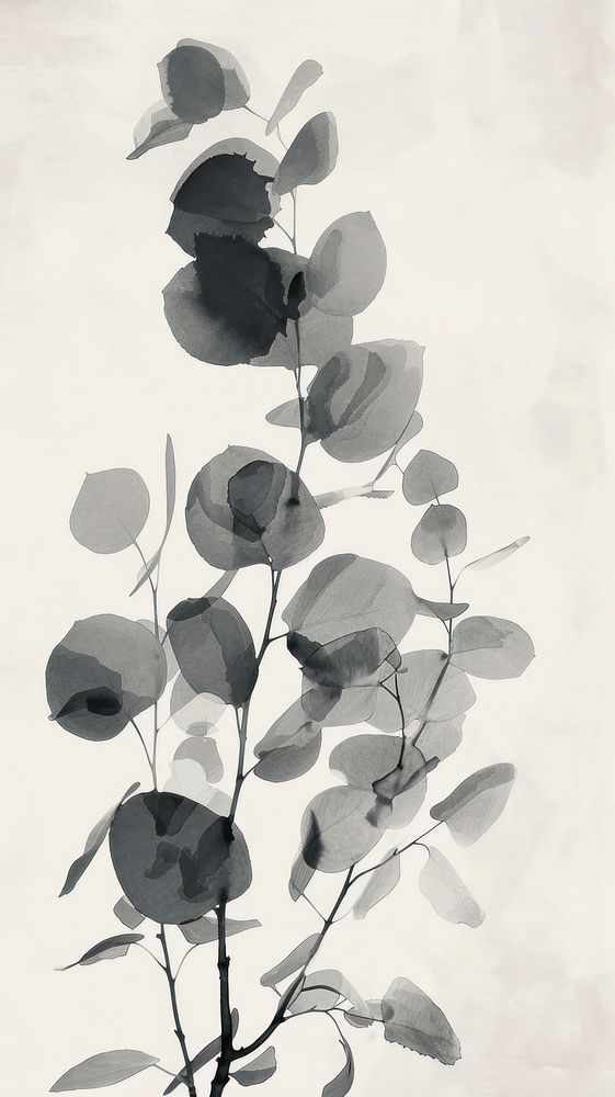Ink painting minimal of eucalyptus backgrounds drawing sketch.