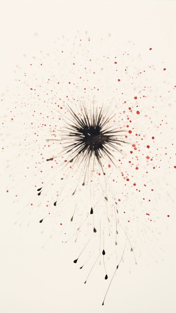 Ink painting minimal of fireworks splattered creativity exploding.