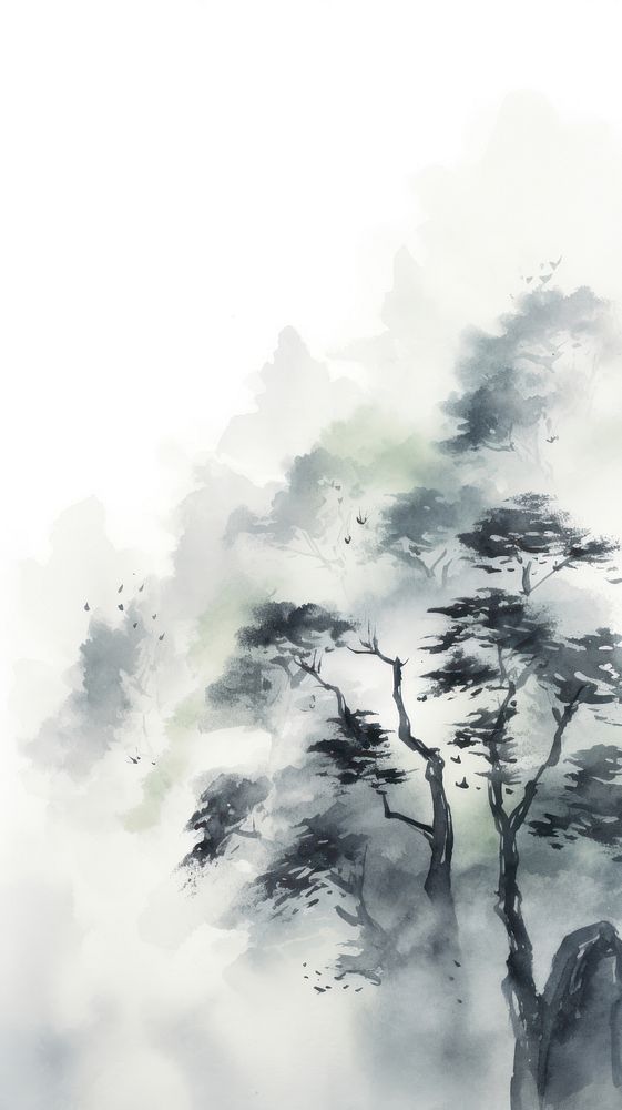 Ink painting minimal of forest backgrounds outdoors drawing.