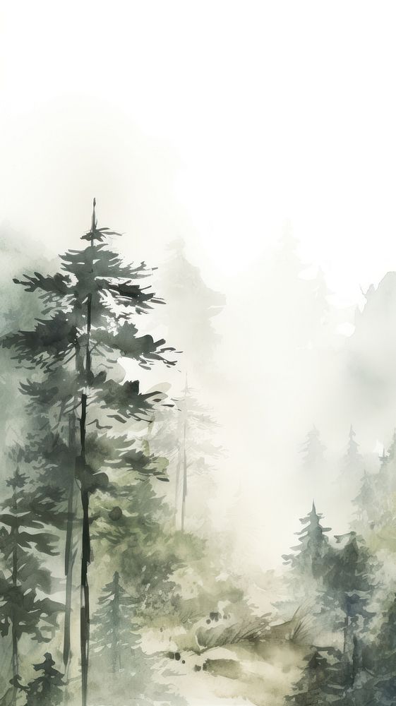 Ink painting minimal of forest backgrounds outdoors woodland.