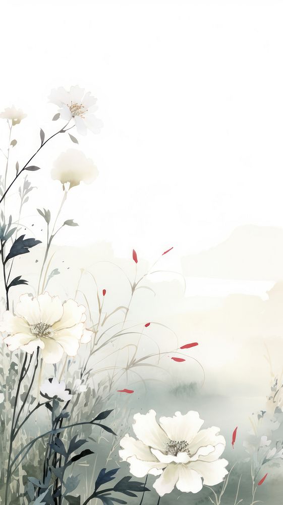 Ink painting minimal of flower garden backgrounds outdoors plant.