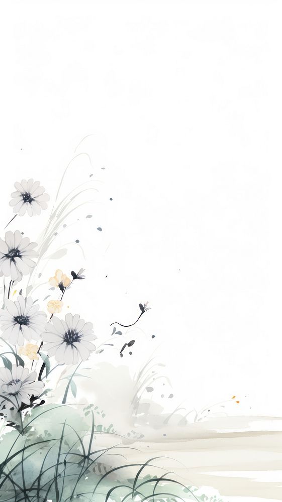 Ink painting minimal of flower garden backgrounds outdoors nature.